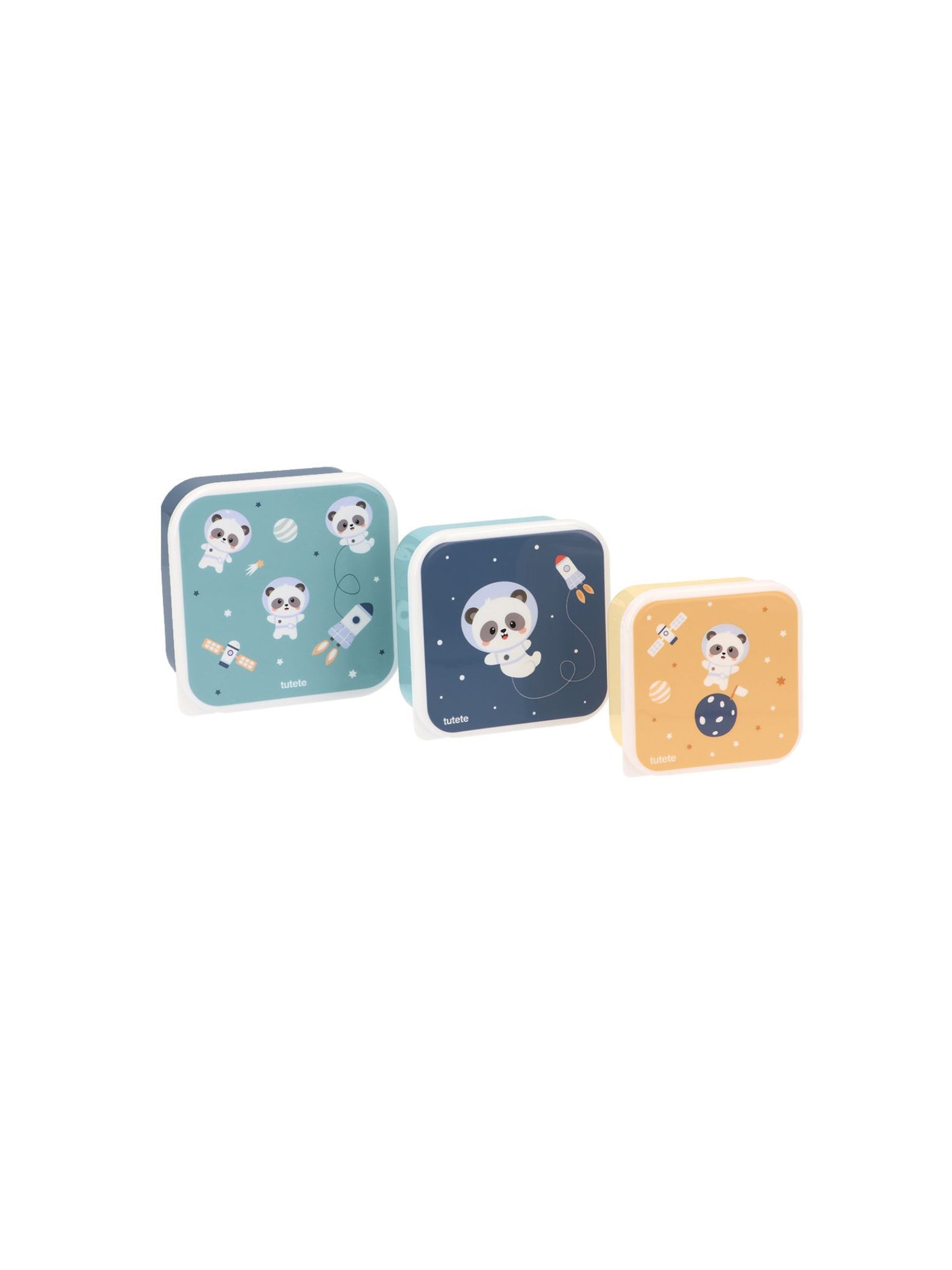 3 TUPPER - CAJA DE ALMUERZO PANDAS IN SPACE Tutete KIDSME