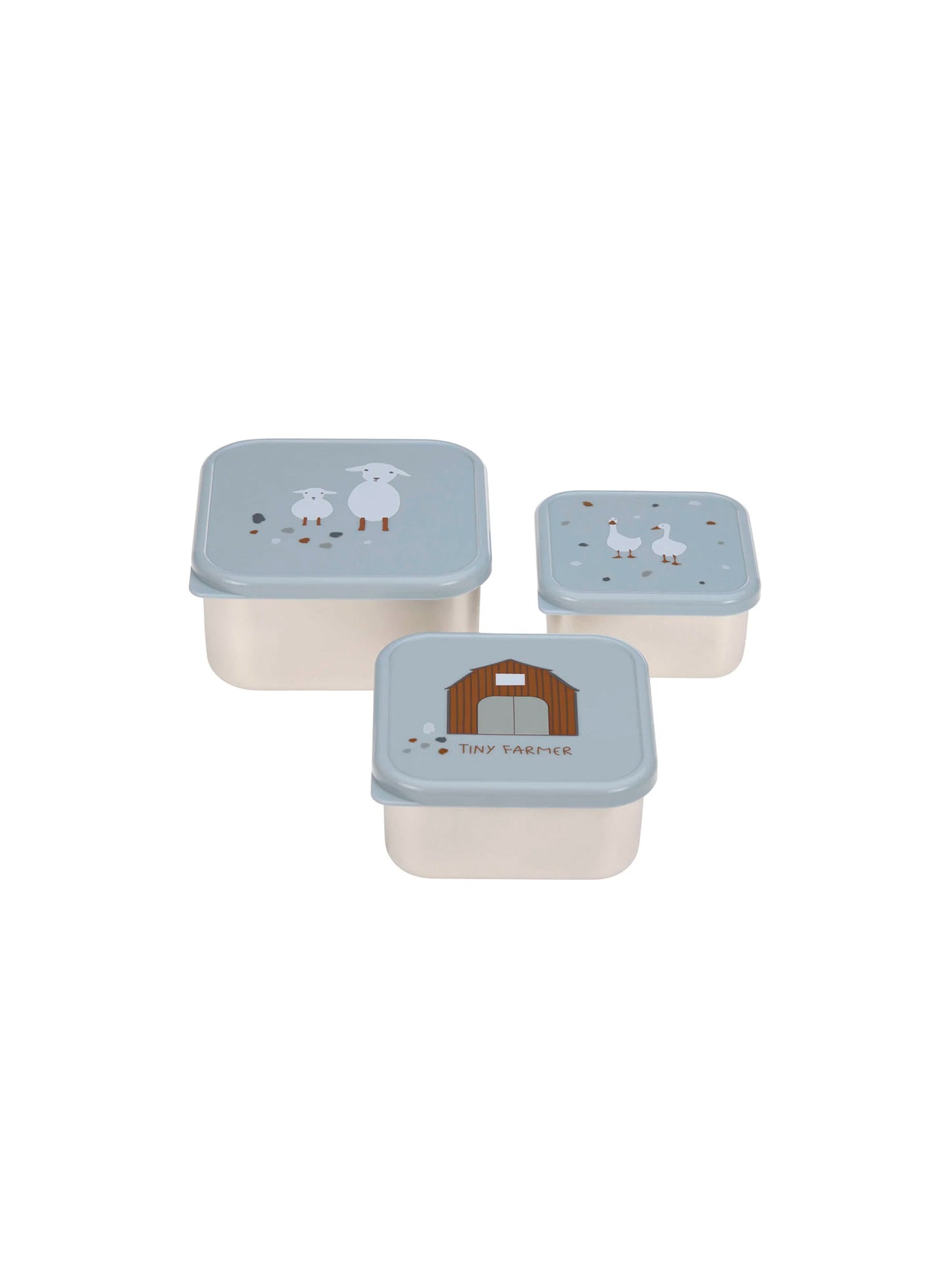 3 TUPPER-CAJA ALMUERZO ACERO BLUE Lassig KIDSME