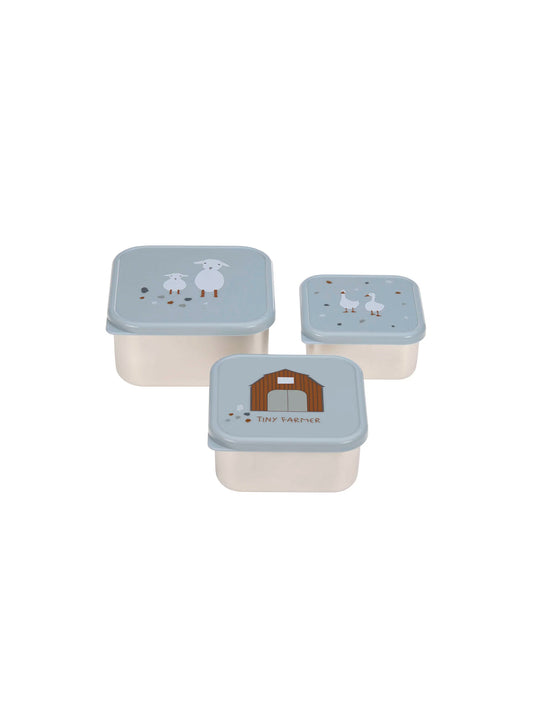 3 TUPPER-CAJA ALMUERZO ACERO BLUE Lassig KIDSME