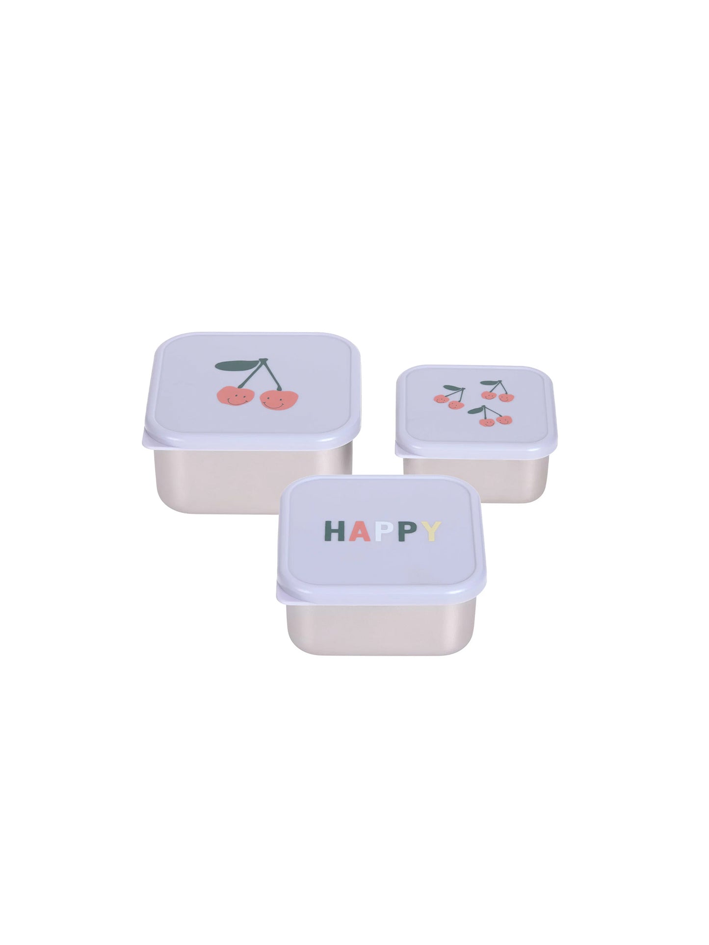3 TUPPER-CAJA ALMUERZO ACERO CHERRY Lassig KIDSME