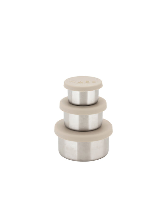SET 3 TUPPERS REDONDOS ACERO INOX GREY