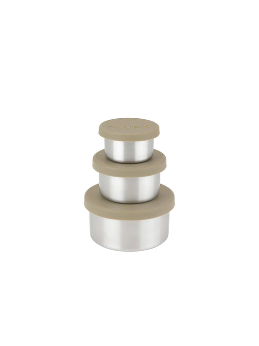 SET 3 TUPPERS REDONDOS ACERO INOX OLIVE HAPS Nordic KIDSME