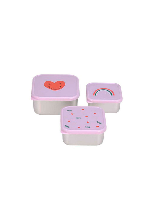 3 TUPPER-CAJA ALMUERZO ACERO LAVANDA Lassig KIDSME