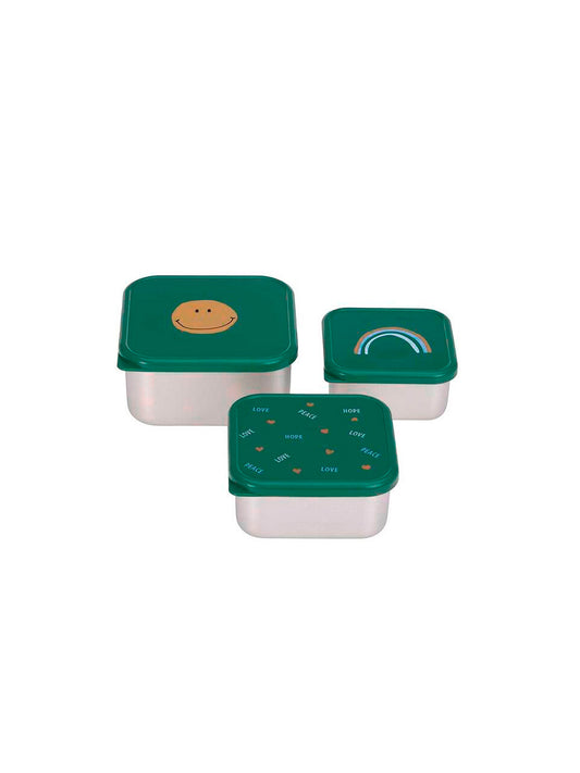 3 TUPPER-CAJA ALMUERZO ACERO SMILE Lassig KIDSME