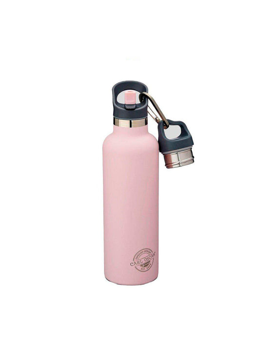 BOTELLA CON PAJITA DE ACERO INOX ROSA 500ml