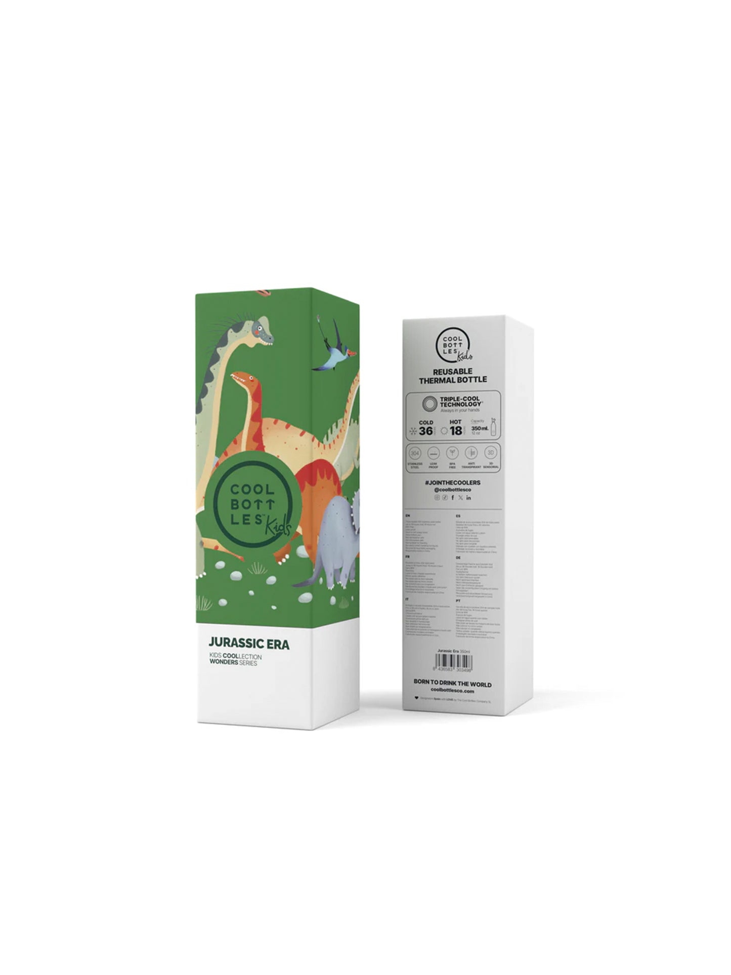BOTELLA TÉRMICA 2 TAPONES JURASSIC ERA 350ml Cool Bottles KIDSME