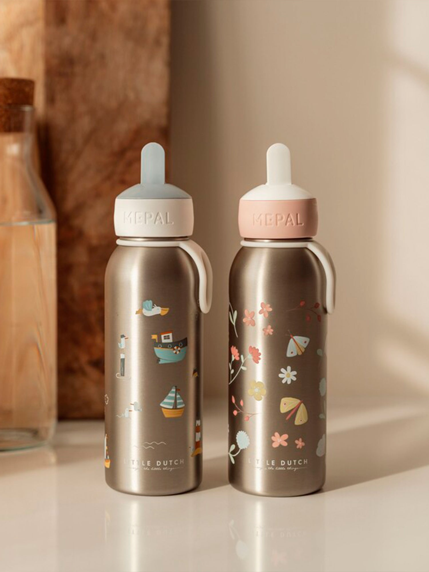BOTELLA ISOTÉRMICA FLIP-UP 350 ML FLORES Little dutch KIDSME
