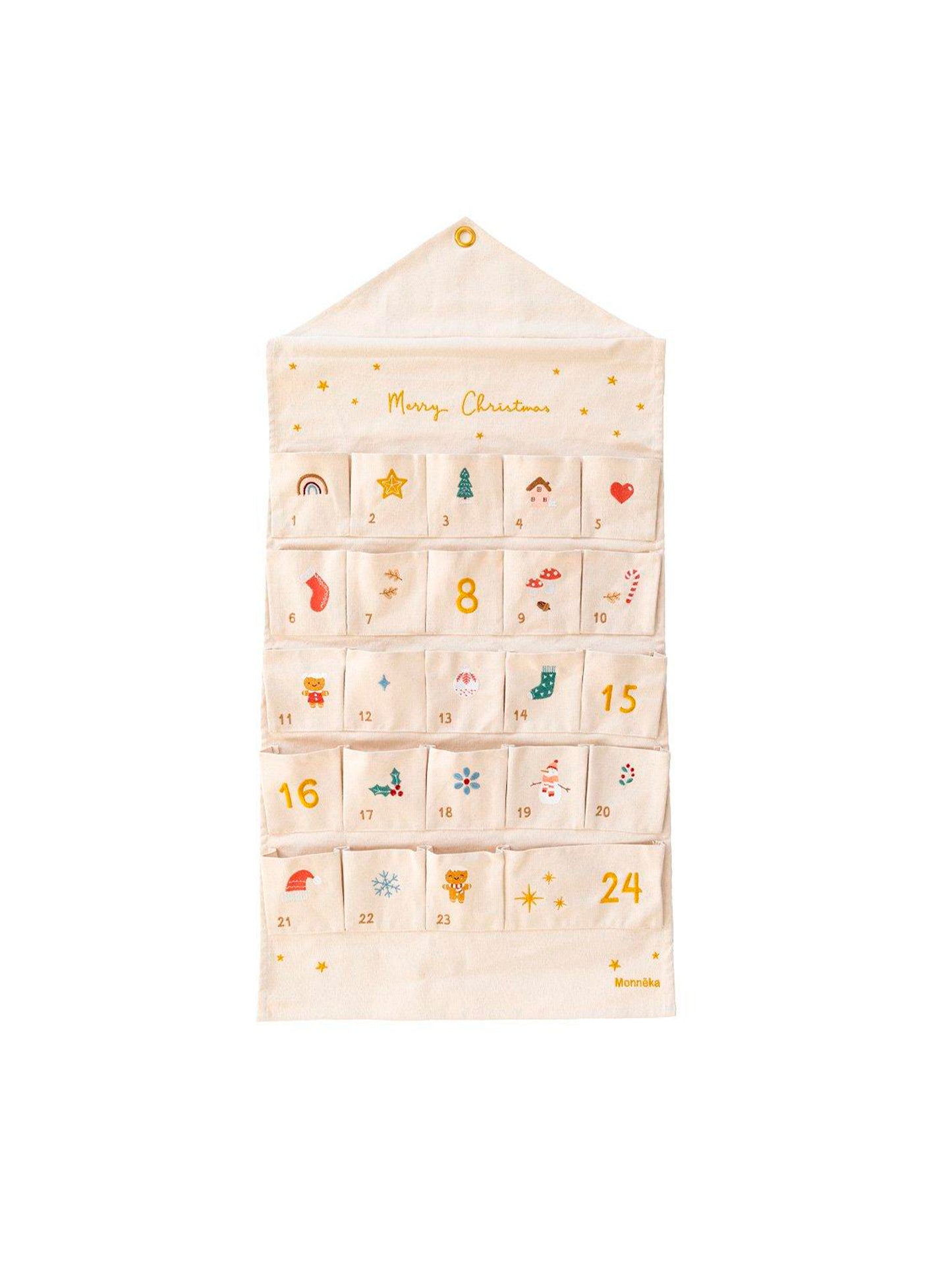 OCHER EMBROIDERED ADVENT CALENDAR