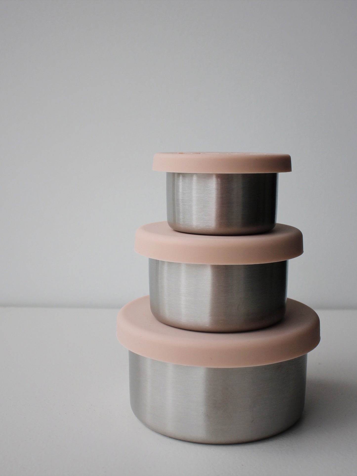 SET 3 TUPPERS REDONDOS ACERO INOX GREY