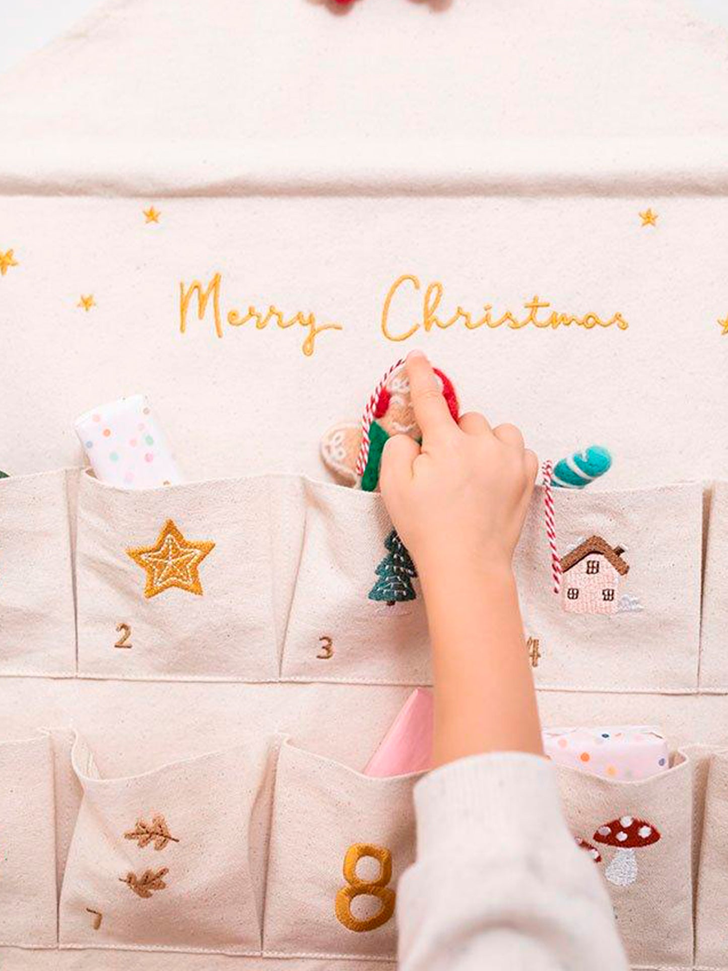 OCHER EMBROIDERED ADVENT CALENDAR