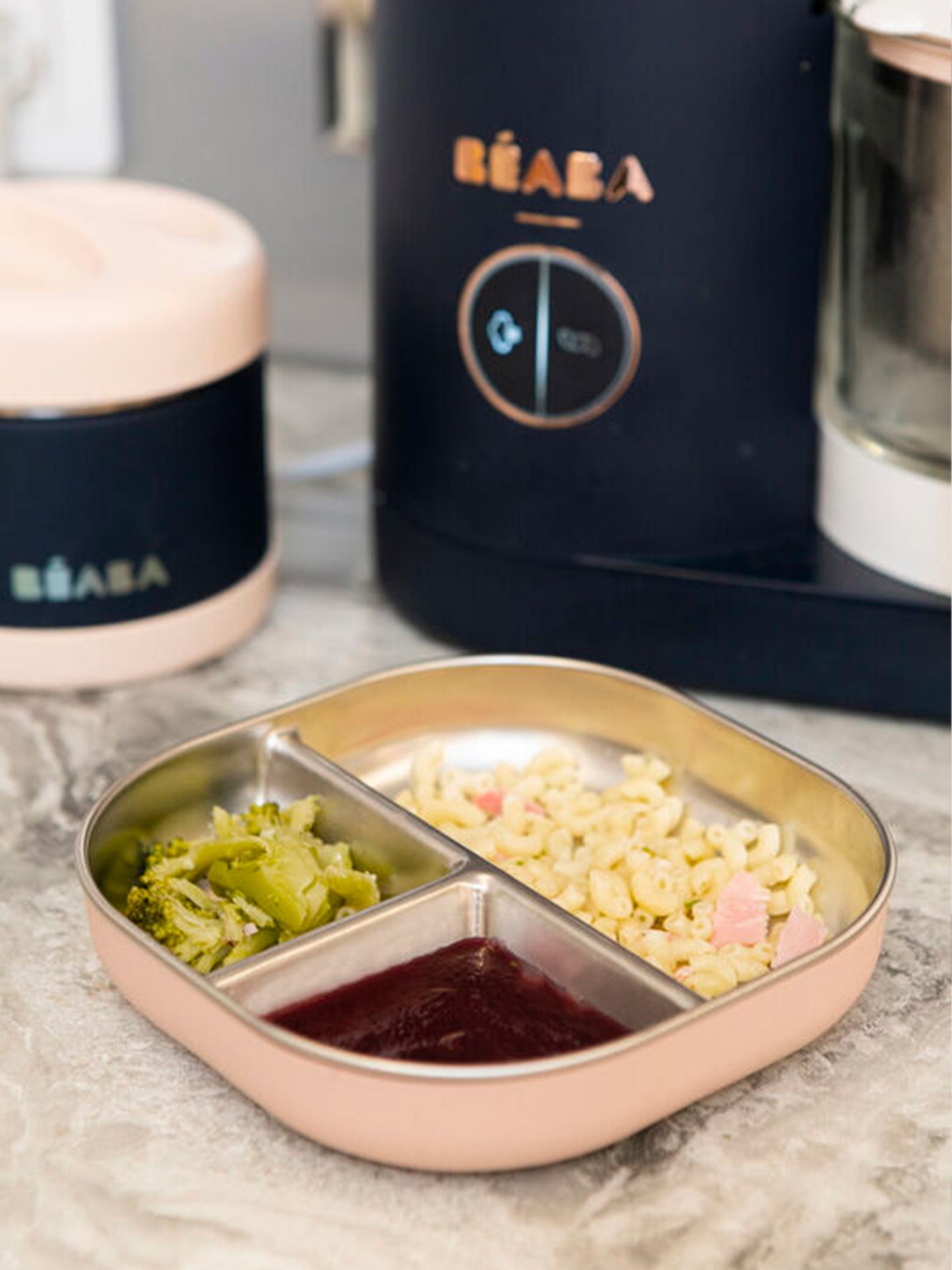 PLATO COMPART INOX APTO MICROONDAS ROSA