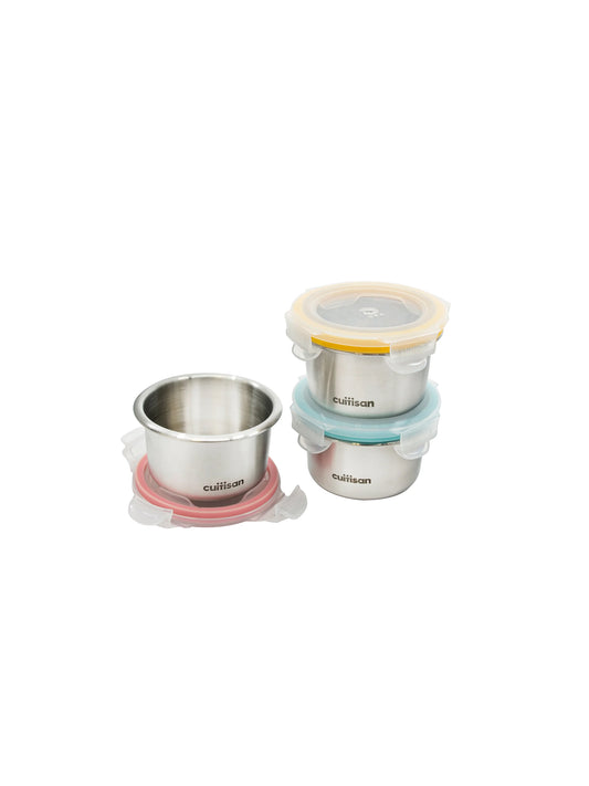 SET 3 TUPPERS REDONDOS ACERO INOX