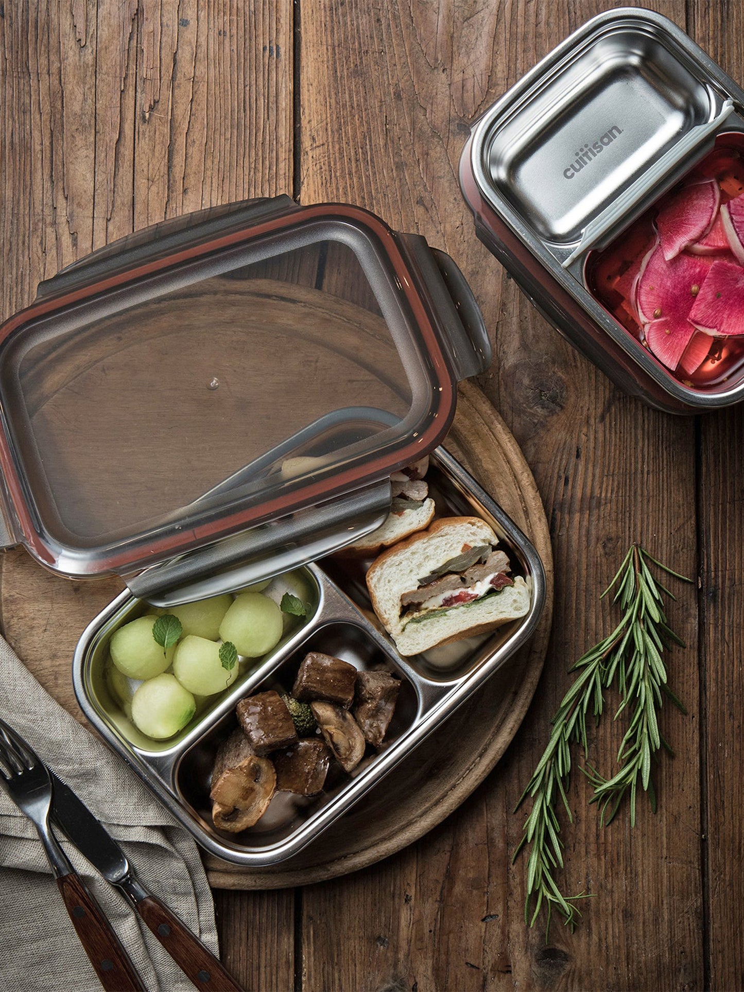 TUPPER STAINLESS STEEL 3 COMPARTMENTS
