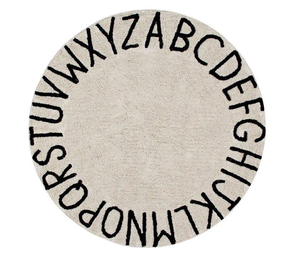 ALFOMBRA LAVABLE ROUND ABC NATURAL-BLACK Kidsme Store KIDSME