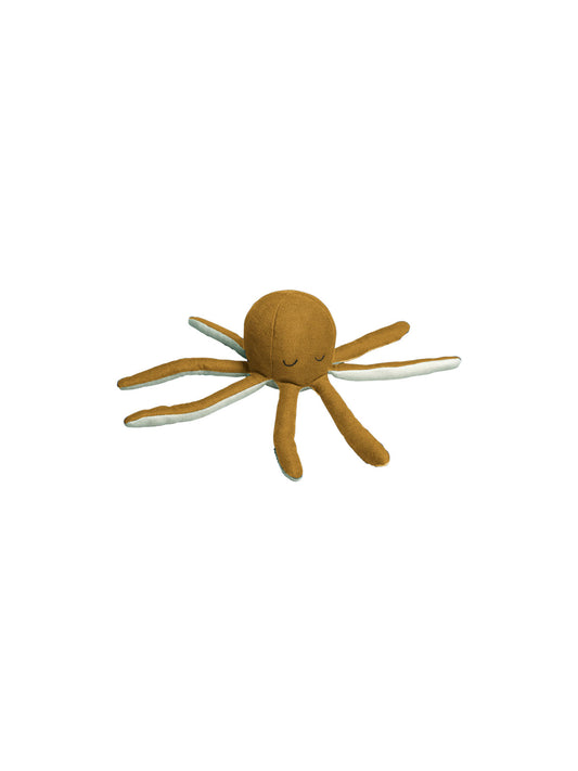 SONAJERO PELUCHE PULPO OCRE ALGODÓN ORGÁNICO Fabelab KIDSME