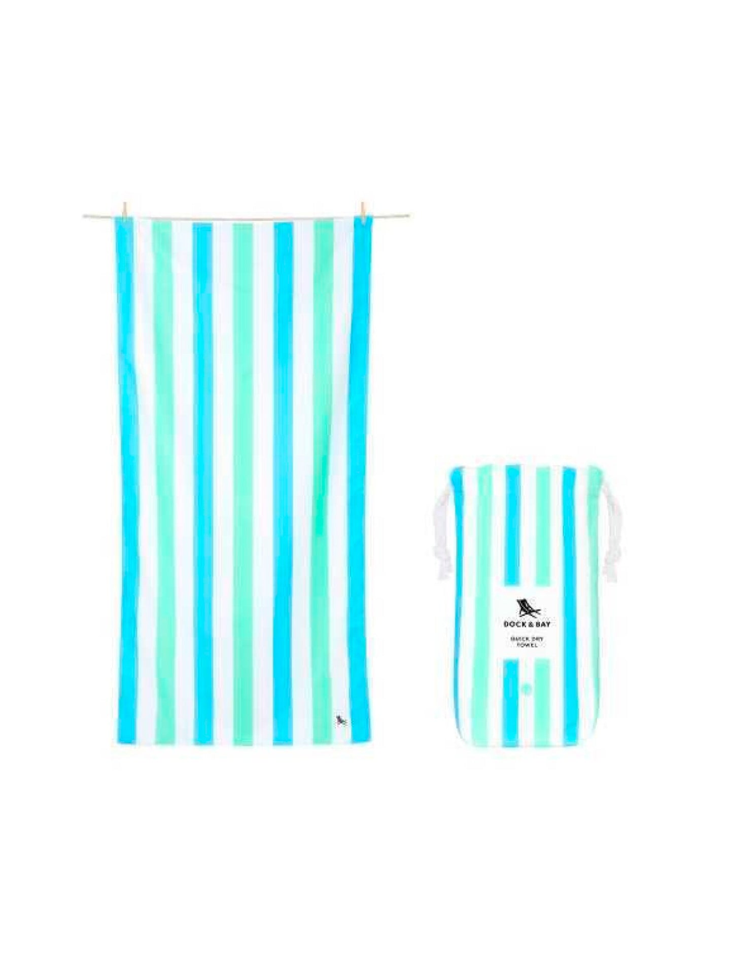 TOALLA PLAYA MICROFIBRA SUMMER AZUL-VERDE PASTEL Dock & Bay KIDSME