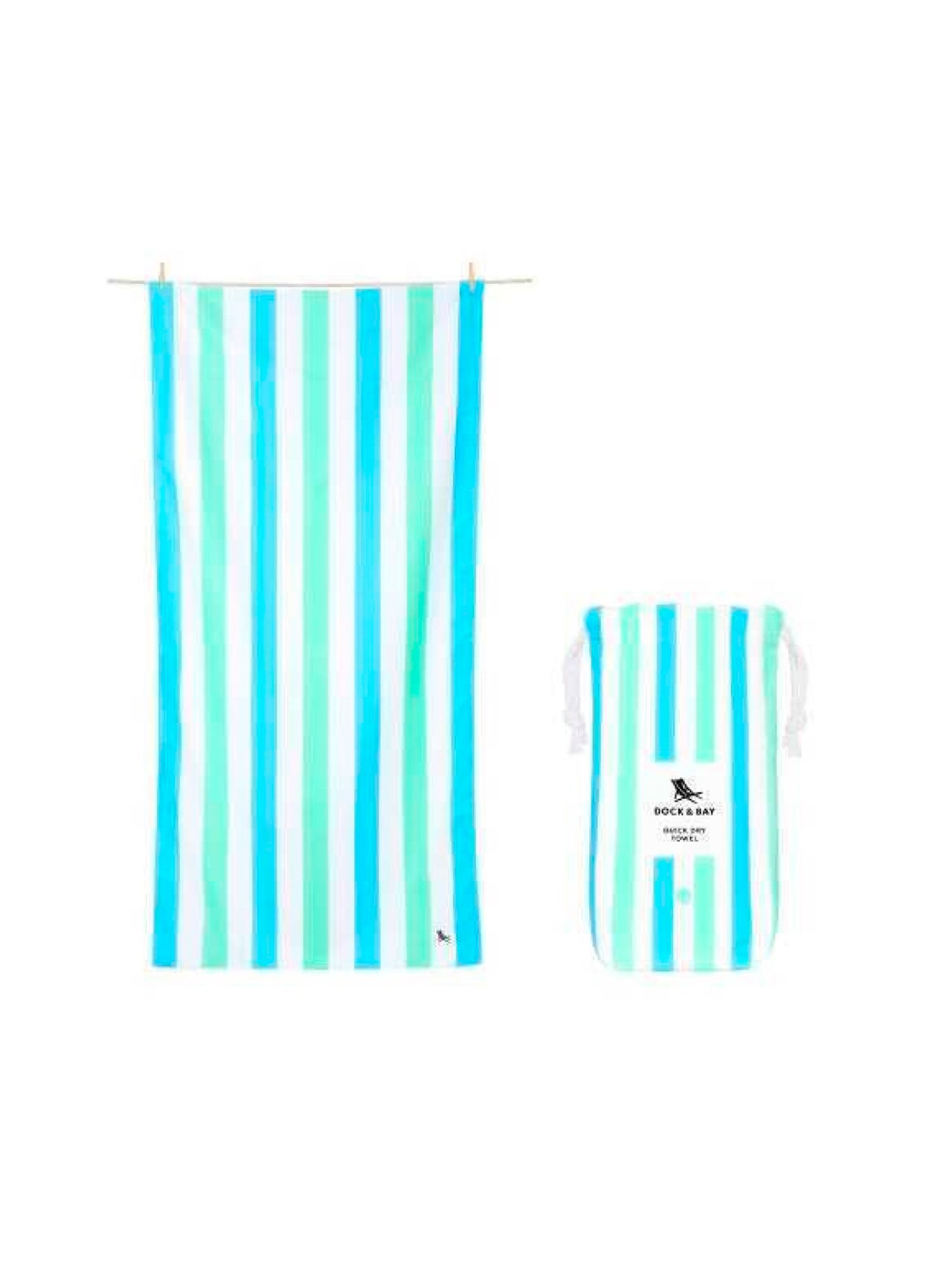 TOALLA PLAYA MICROFIBRA SUMMER AZUL-VERDE PASTEL Dock & Bay KIDSME